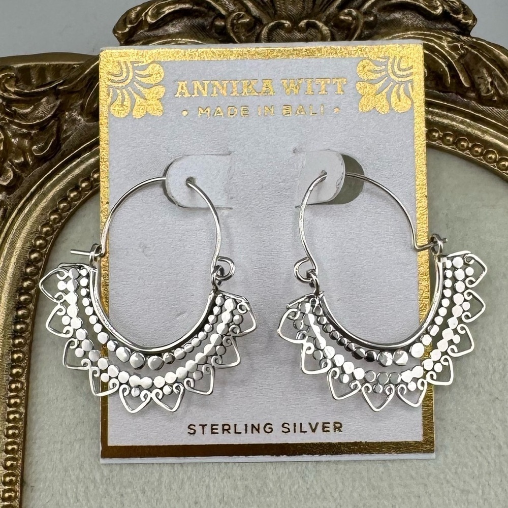 Annika Witt Sterling Silver Filigree Hoop Earrings – Made in Bali - Picture 7 of 7